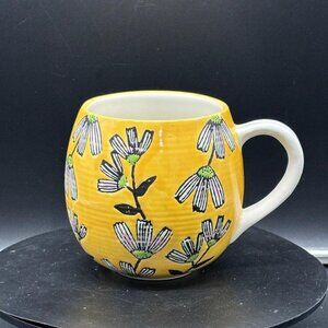 Vintage Potters Studio Yellow Floral Ceramic Coffee Mug